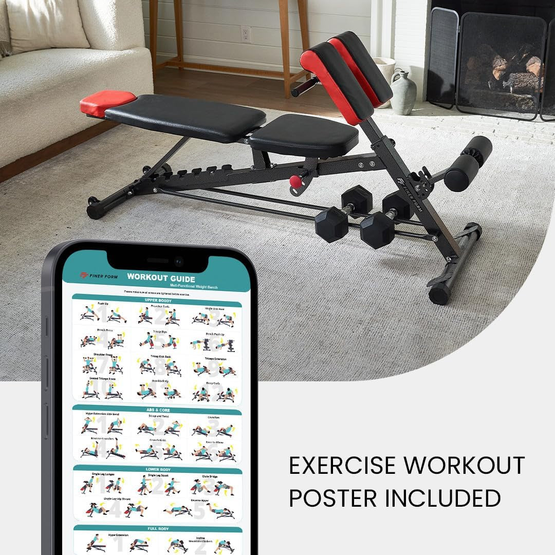 Finer Form Multi-Functional Adjustable FID Weight Bench and Roman Chair Combo