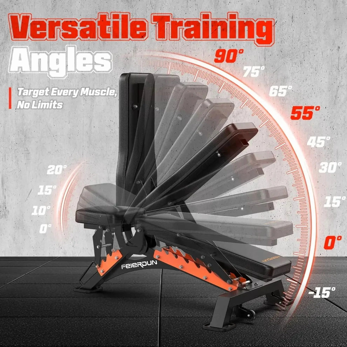 UPGO Heavy-Duty Adjustable Weight Bench with 9 Positions and Extended Rear Support for Home Gym Full Body Strength Training, Supports up to 1300 lbs