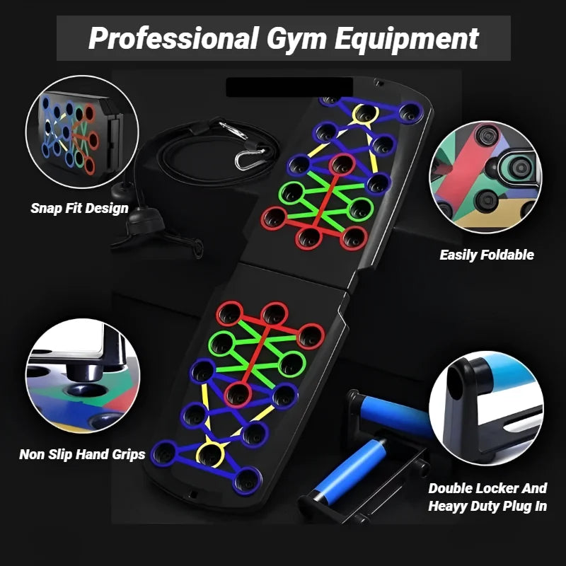 Multifunctional Portable Push-Up Board for Home Fitness and Muscle Training - Foldable Resistance Bar Set