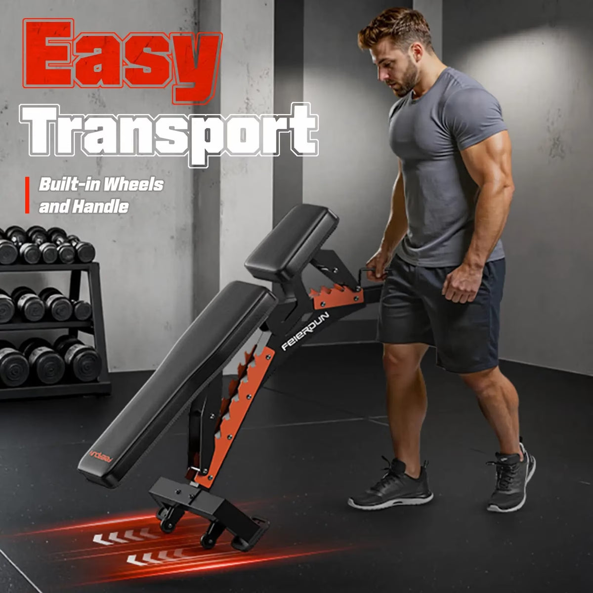 UPGO Heavy-Duty Adjustable Weight Bench with 9 Positions and Extended Rear Support for Home Gym Full Body Strength Training, Supports up to 1300 lbs