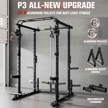 Home Gym Power Cage Package with Cable Crossover System