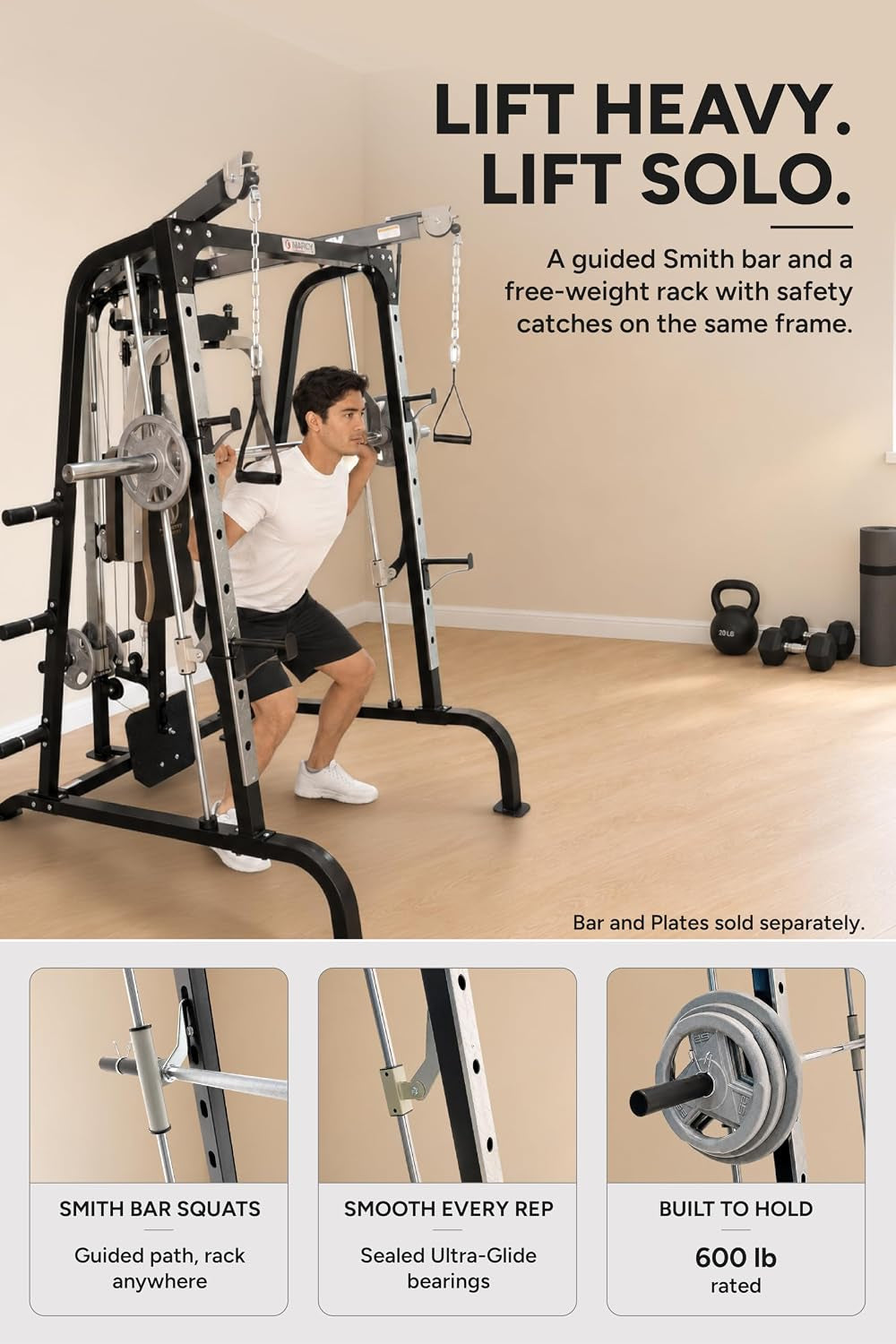 Marcy Smith Cage Workout Machine - Complete Full Body Strength Training Home Gym System with Leg Developer, Press Bar, PEC Deck, and Squat Rack