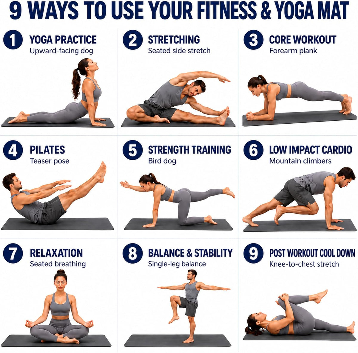 Premium Yoga Mat for Home and Gym Use, Extra Thick for High-Impact Training, Multi-Layer Skid-Resistant Surface, Odor Neutralizing with Convenient Carrying Strap