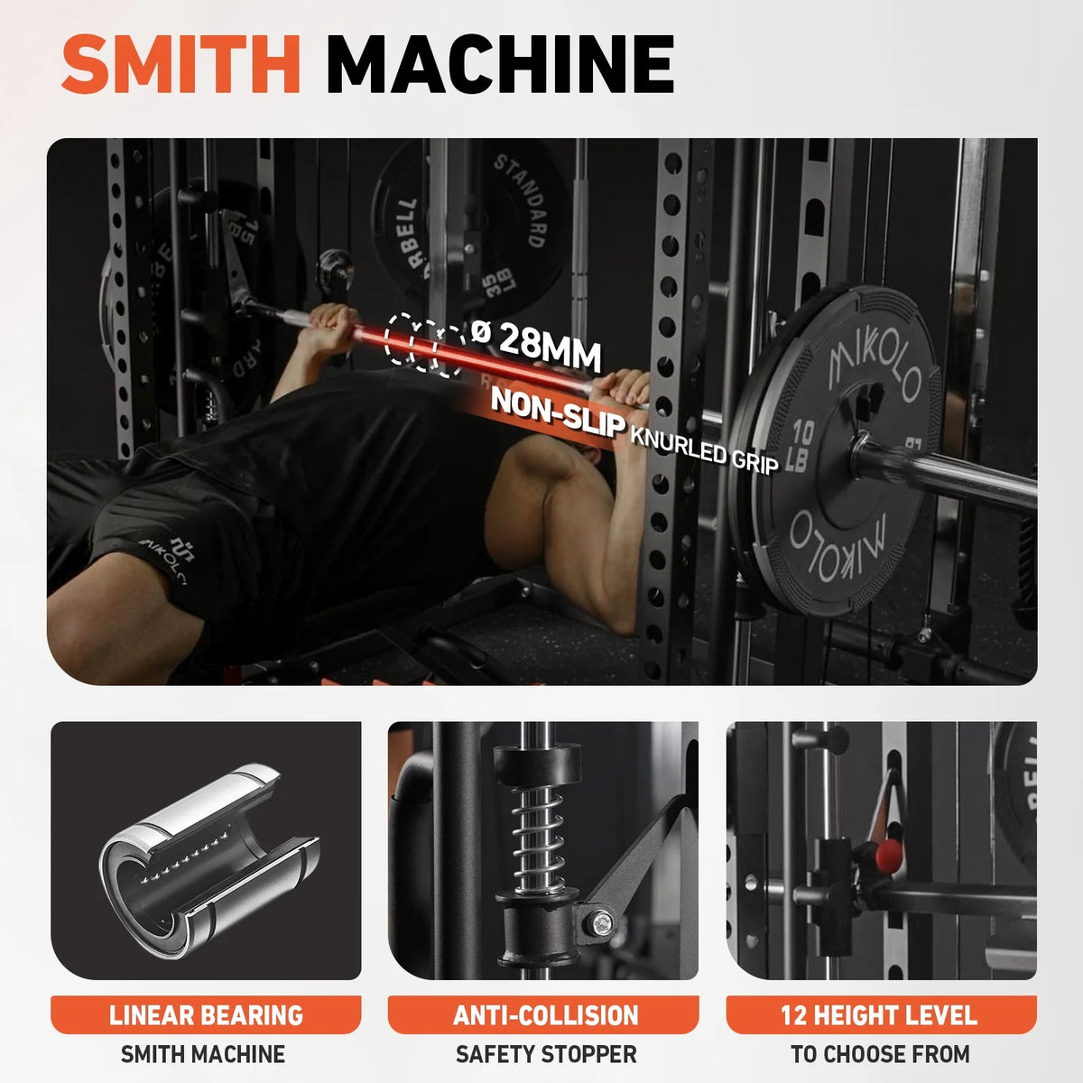 All-In-One Smith Machine Power Rack with Vertical Leg Press and Dual Pulley Cable Crossover System, 2000 lbs Capacity for Home Gym