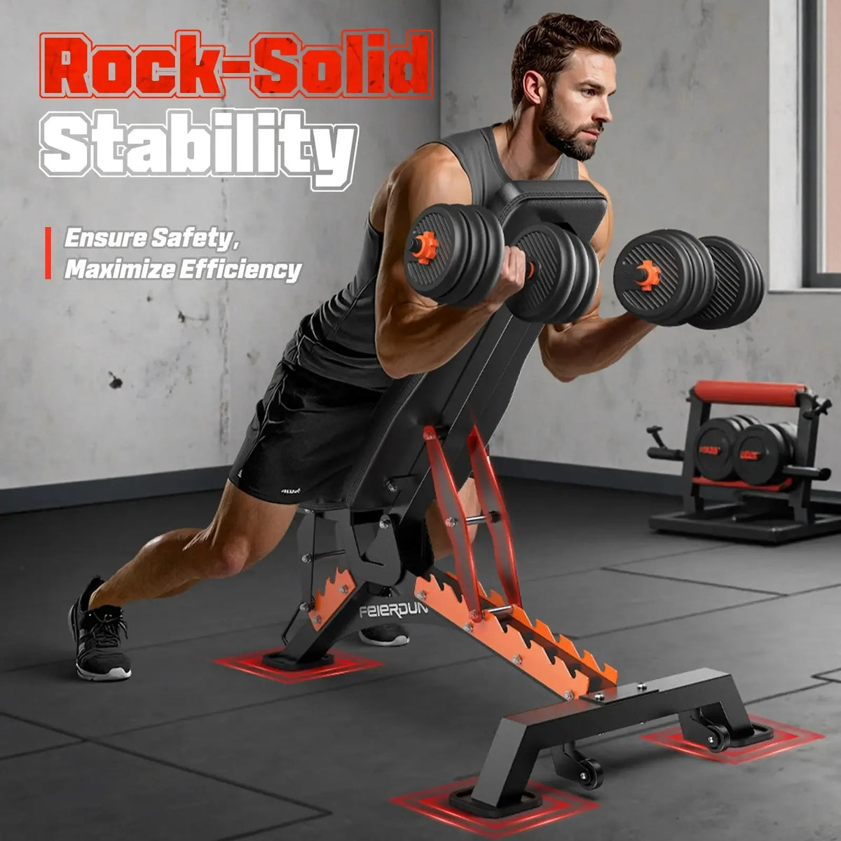 UPGO Heavy-Duty Adjustable Weight Bench with 9 Positions and Extended Rear Support for Home Gym Full Body Strength Training, Supports up to 1300 lbs