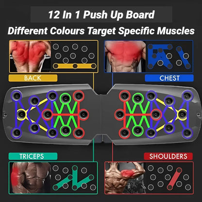 Multifunctional Portable Push-Up Board for Home Fitness and Muscle Training - Foldable Resistance Bar Set