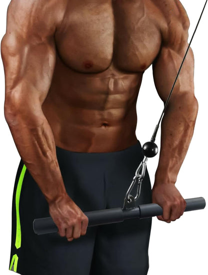 LAT Pull Down Bar Attachment for Cable Machines - Rubber Handle Fitness Accessory for Home Gym Muscle Building and Strength Training