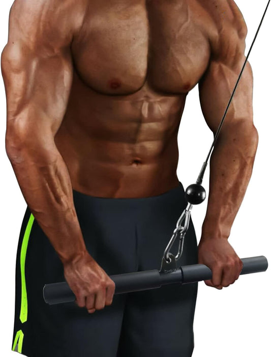 LAT Pull Down Bar Attachment for Cable Machines - Rubber Handle Fitness Accessory for Home Gym Muscle Building and Strength Training