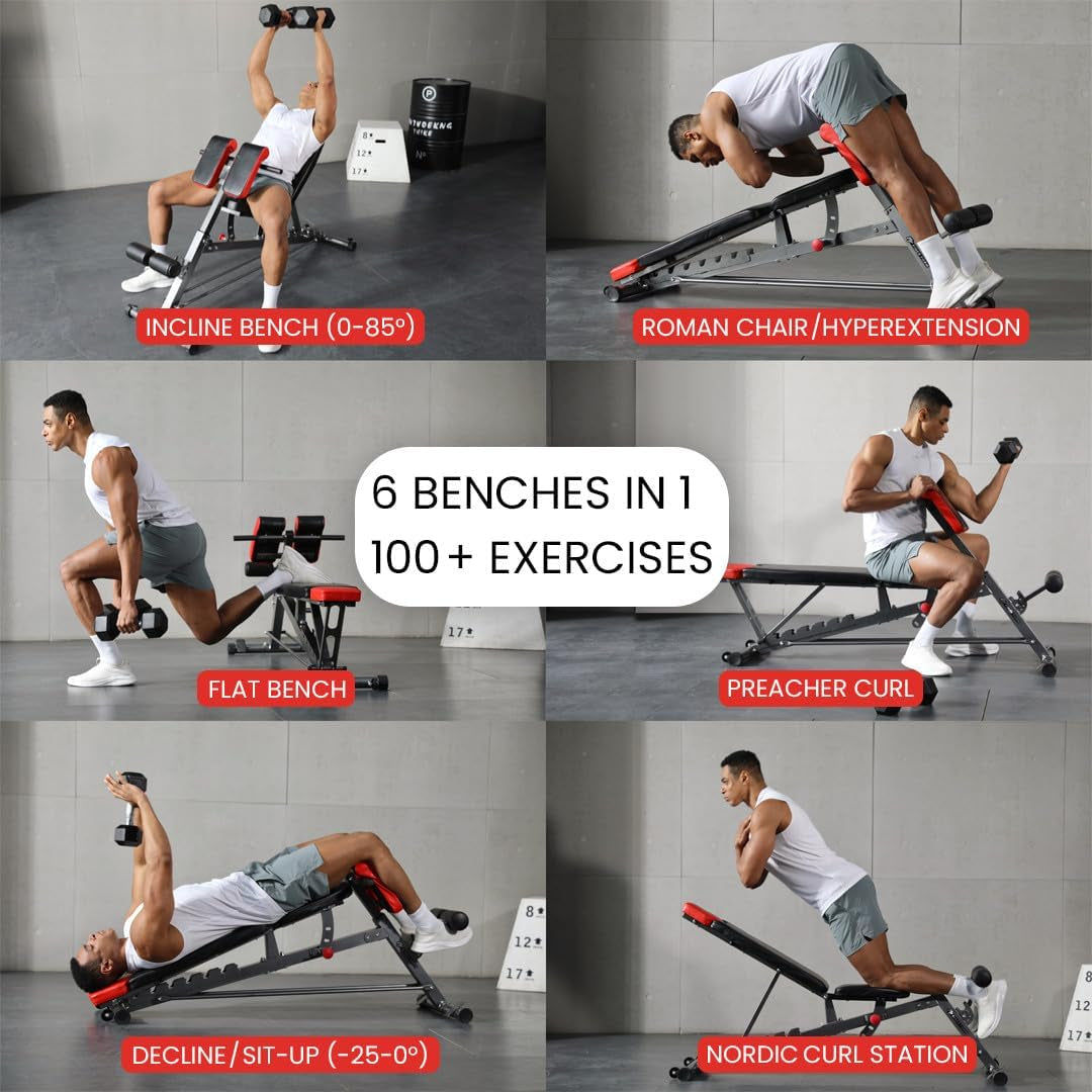 Finer Form Multi-Functional Adjustable FID Weight Bench and Roman Chair Combo