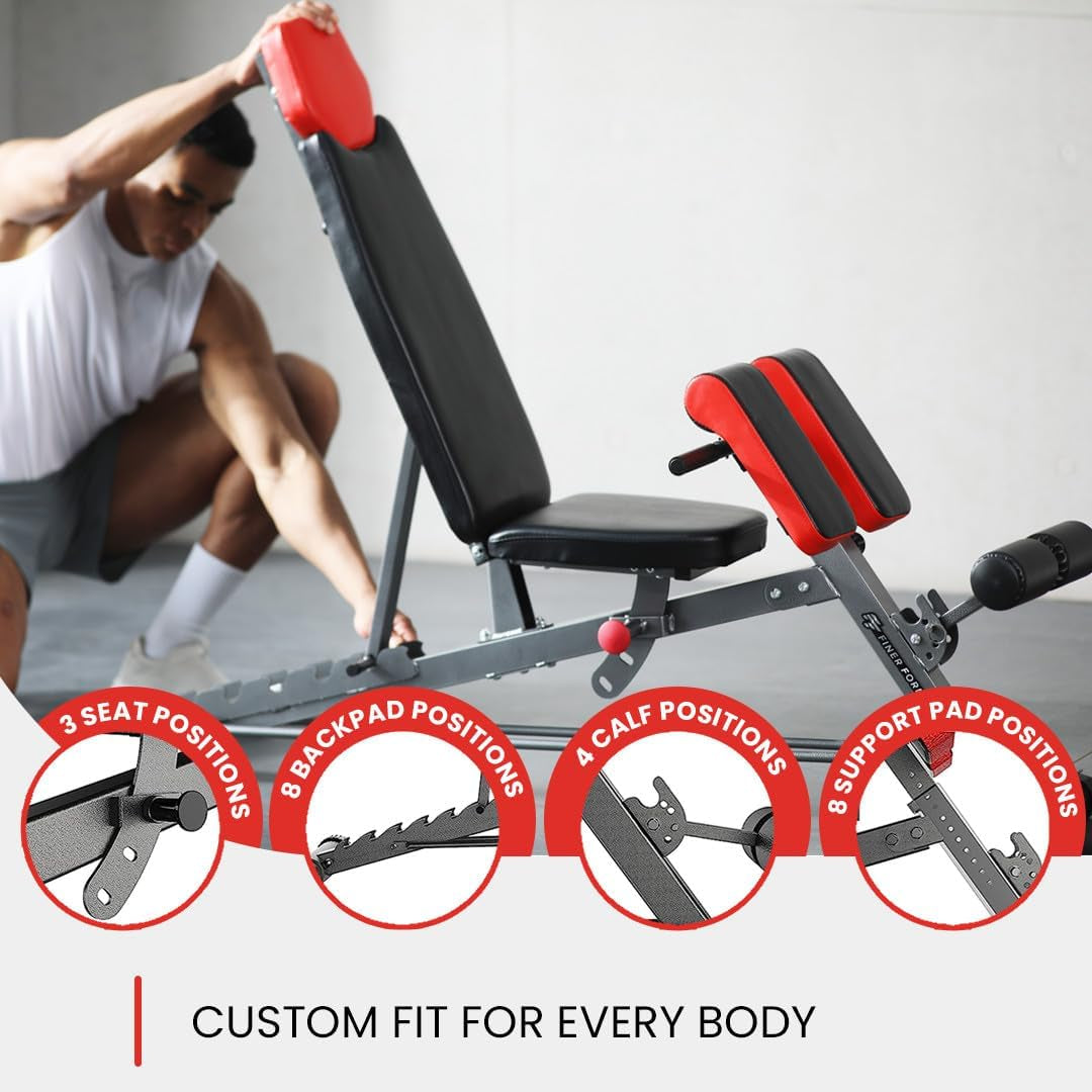 Finer Form Multi-Functional Adjustable FID Weight Bench and Roman Chair Combo
