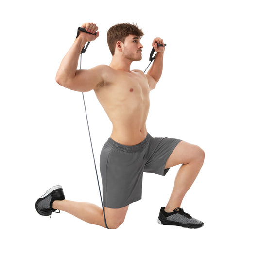 Comprehensive Home Gym Set: Resistance Tubes, Ab Wheel, Jump Rope, and Push-Up Bars
