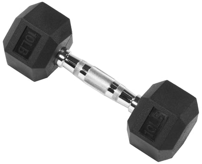 10 lb Rubber-Encased Hex Dumbbell in Black