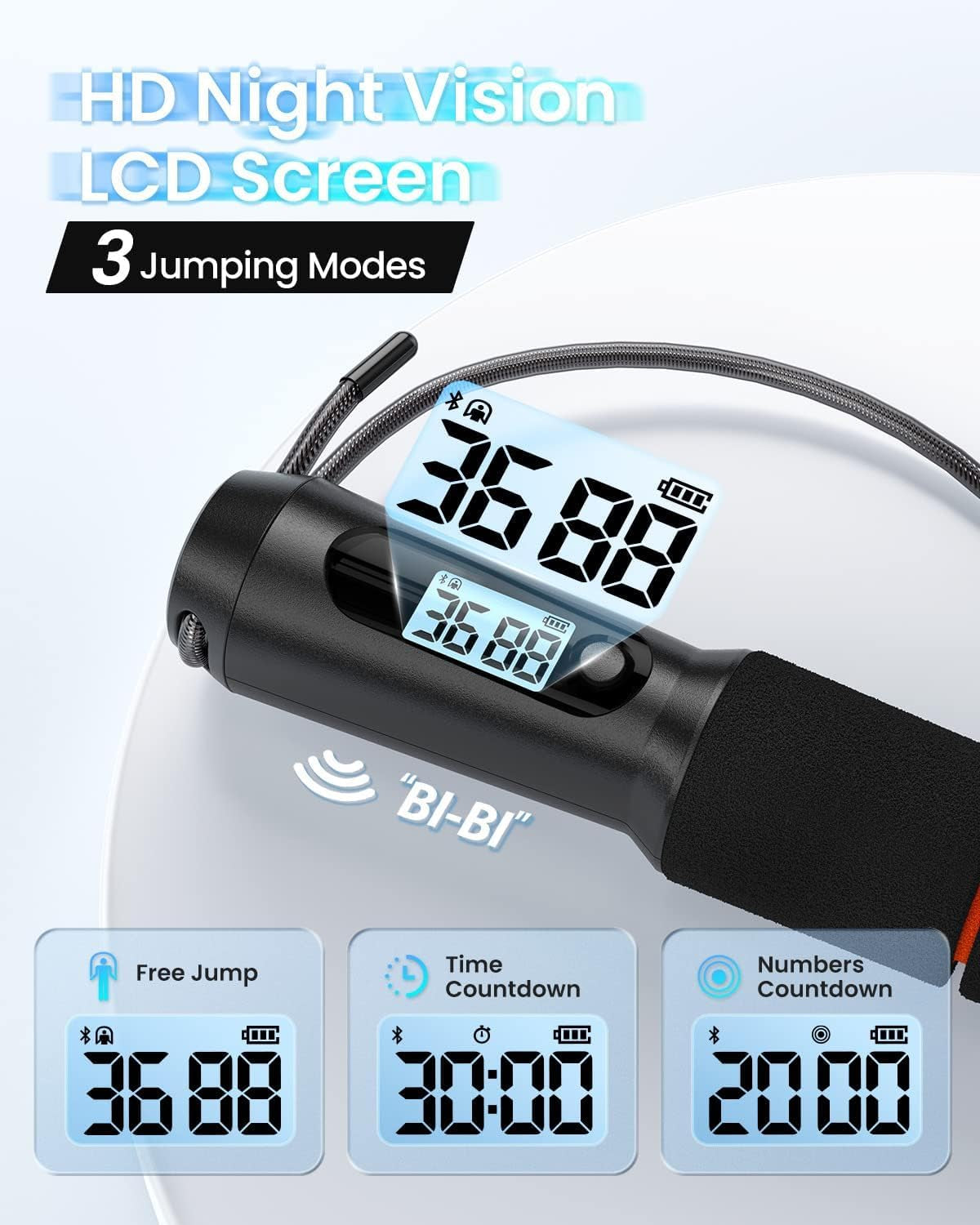 Smart Jump Rope with Counter, App Integration, and LCD Display