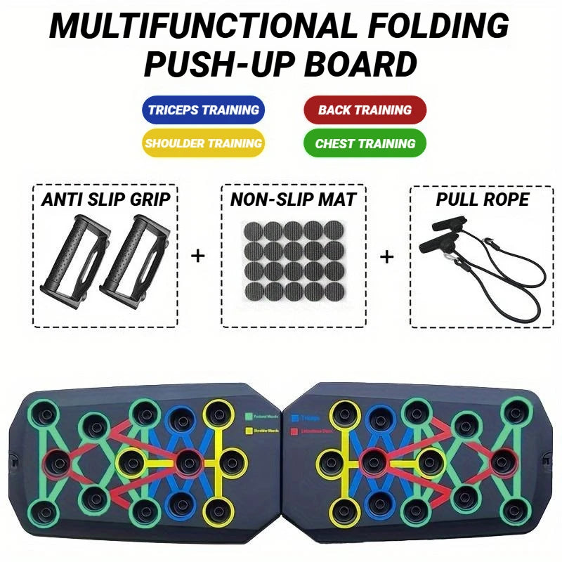 Multifunctional Portable Push-Up Board for Home Fitness and Muscle Training - Foldable Resistance Bar Set