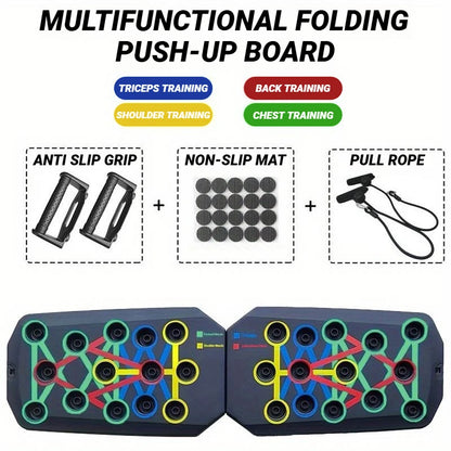 Multifunctional Portable Push-Up Board for Home Fitness and Muscle Training - Foldable Resistance Bar Set