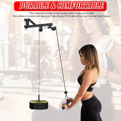 LAT Pull Down Bar Attachment for Cable Machines - Rubber Handle Fitness Accessory for Home Gym Muscle Building and Strength Training