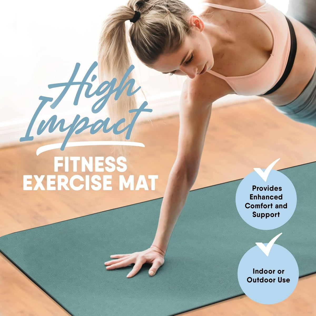 Premium Yoga Mat for Home and Gym Use, Extra Thick for High-Impact Training, Multi-Layer Skid-Resistant Surface, Odor Neutralizing with Convenient Carrying Strap