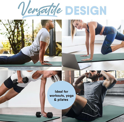 Premium Yoga Mat for Home and Gym Use, Extra Thick for High-Impact Training, Multi-Layer Skid-Resistant Surface, Odor Neutralizing with Convenient Carrying Strap