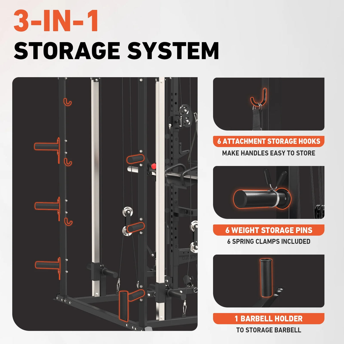 All-In-One Smith Machine Power Rack with Vertical Leg Press and Dual Pulley Cable Crossover System, 2000 lbs Capacity for Home Gym