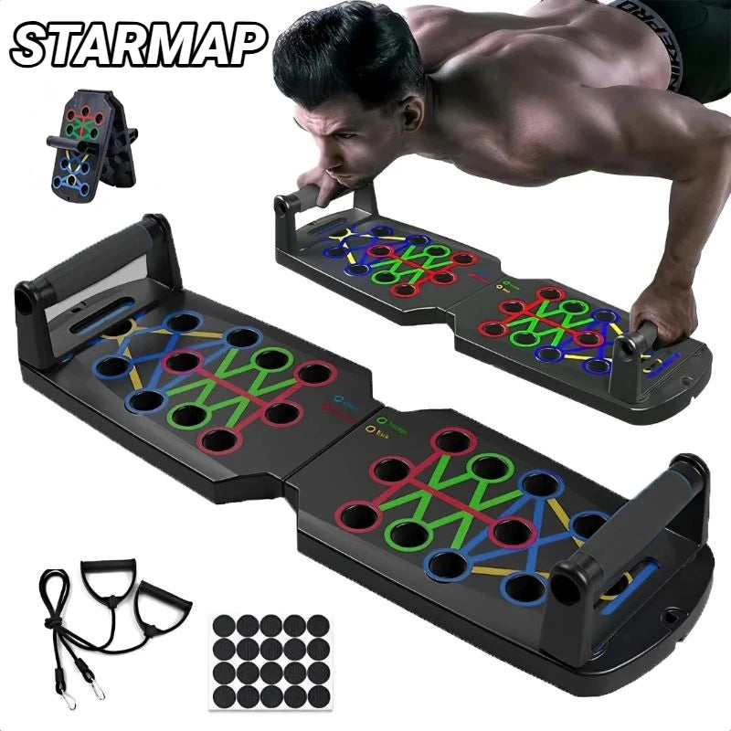 Multifunctional Portable Push-Up Board for Home Fitness and Muscle Training - Foldable Resistance Bar Set