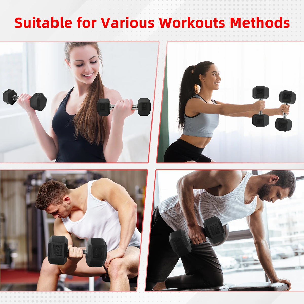 10 lb Rubber-Encased Hex Dumbbell in Black