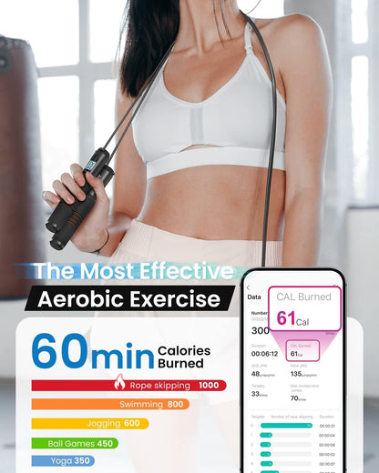 Smart Jump Rope with Counter, App Integration, and LCD Display